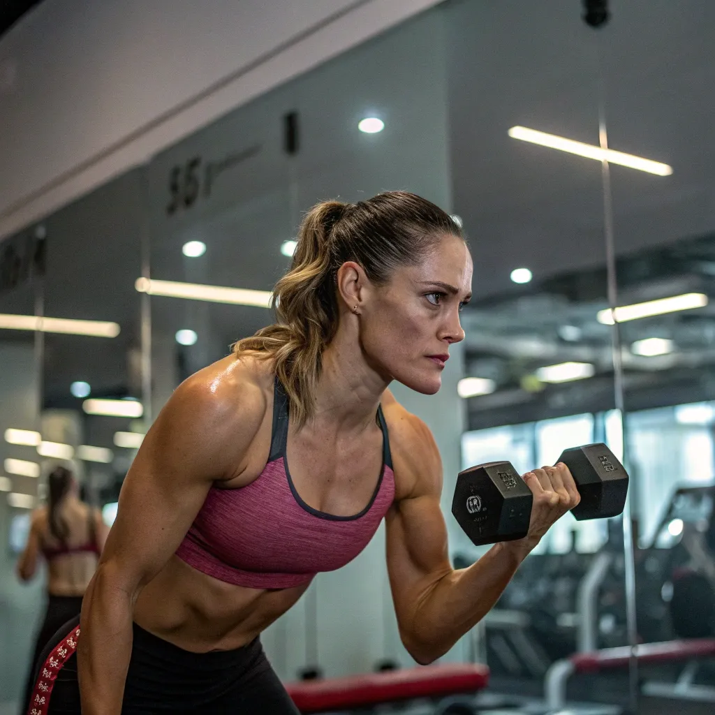 Maria training at the gym